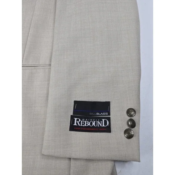 Bill Blass Sport Coat Mark Suit Blazer 46R Mens Beige Polyester Wool Gottschalks